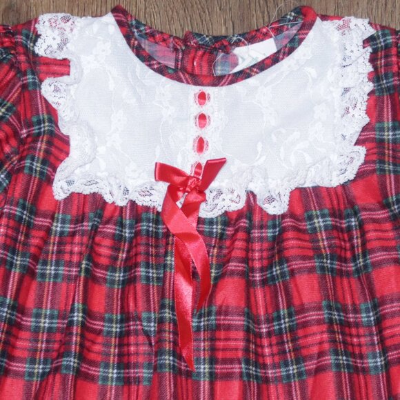 Girls Vintage Soft Flannel Holiday Christmas Plaid Long Pajama Nightgown size 5 - Picture 3 of 3